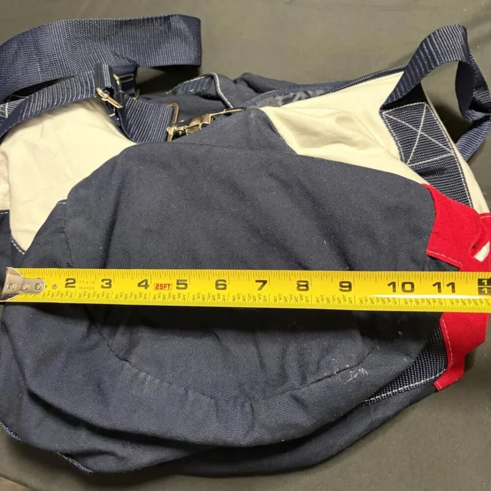 Vtg Tommy Hilfiger Red, White & Blue Duffle/Gym Bag w/Shoulder‎ Strap Full Zip